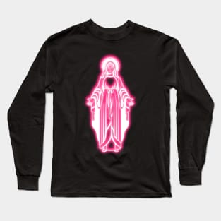 Pink Neon Virgin Mary Long Sleeve T-Shirt